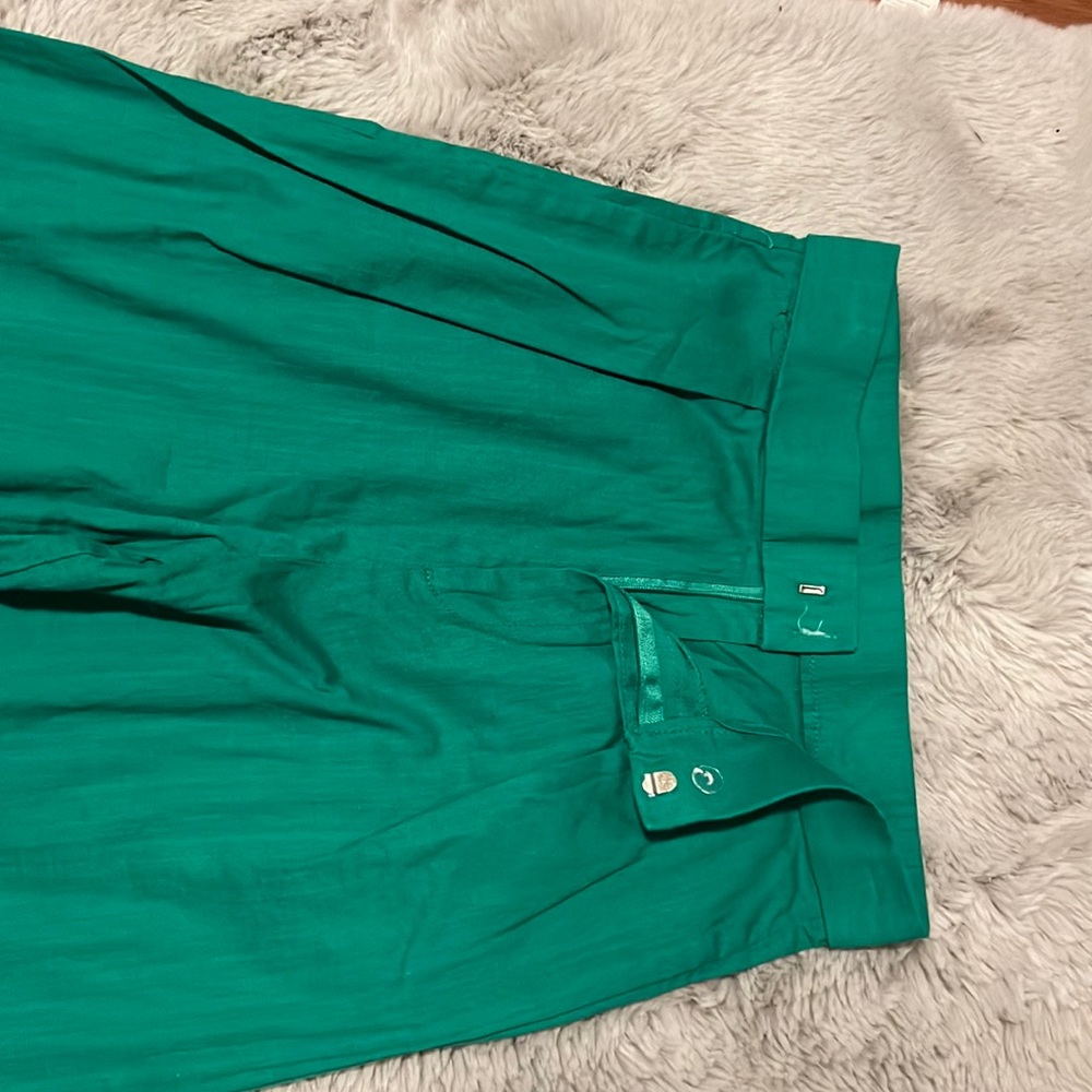 Green Flared High Rise Pants